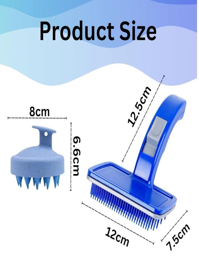 KittuPet مجموعة كيتو بيت للعناية بالحيوانات الأليفة، تتضمن فرشاة تنظيف ذاتية وفرشاة تدليك للكلاب والقطط | تنظيف بضغطة زر، أسنان قابلة للسحب وشعيرات سيليكون ناعمة (فرشاة زرقاء + فرشاة تدليك) - Image 5